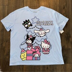 Hello Kitty & Friends Women L Graphic Tee Christmas Front Back with Short Sleeve